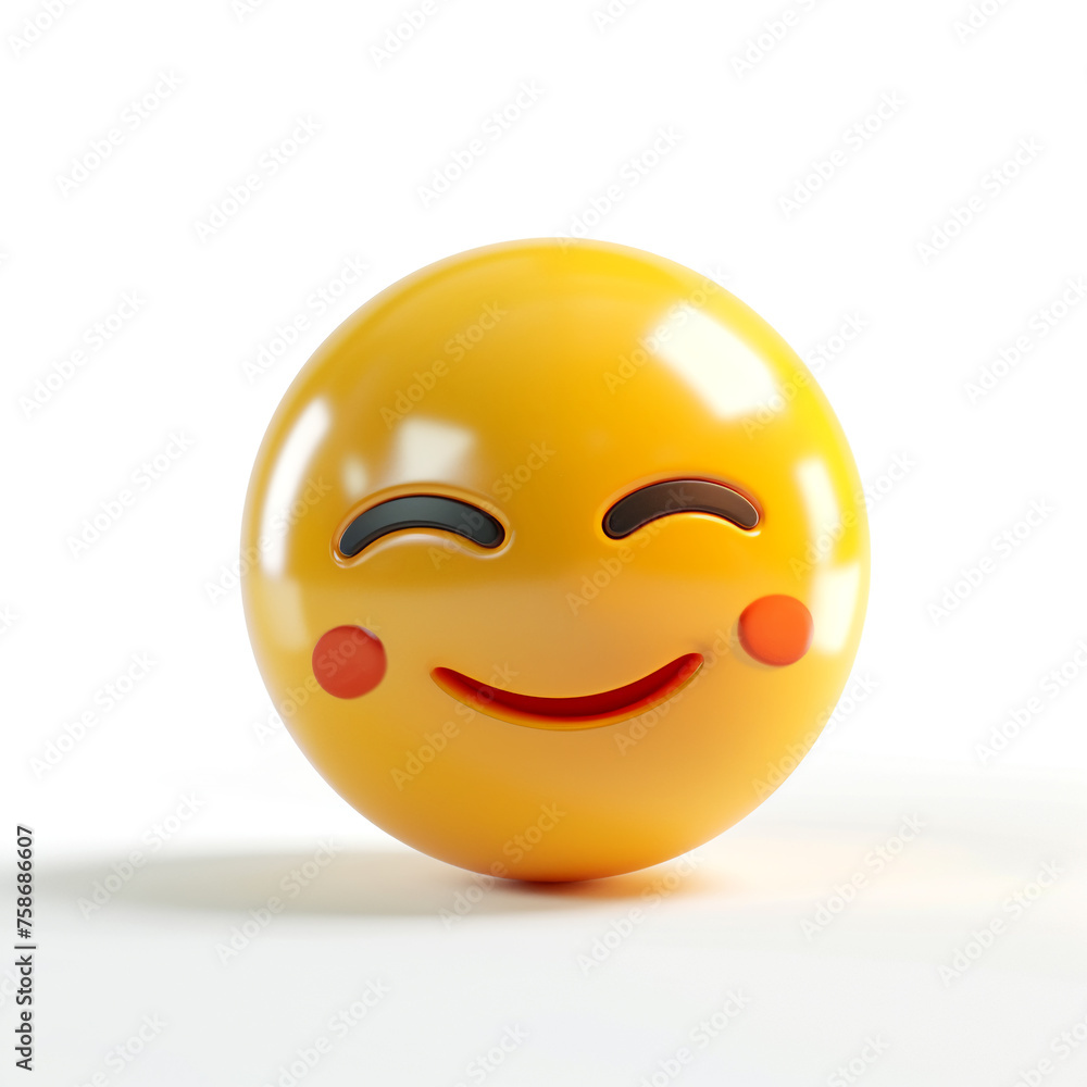 Fototapeta premium kind yellow smiley face on a white background, 3D