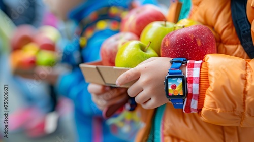 A photo capturing kids wearing smartwatches while enjoying a healthy post-school lunch.