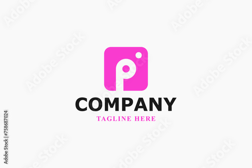 letter p and beauty camera modern logo