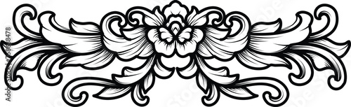 Damask ornamental filigree calligraphic vector illustration. Vintage damask Baroque border frame engraving ornament Wedding Decoration. Flourish ornament leaf engraved retro pattern decorative design.