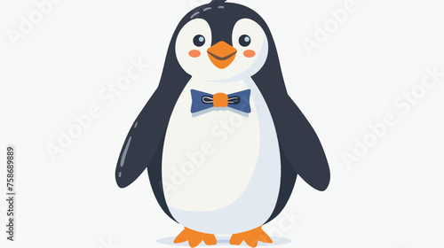 Cute penguin in a bowtie illustration flat vector illustration