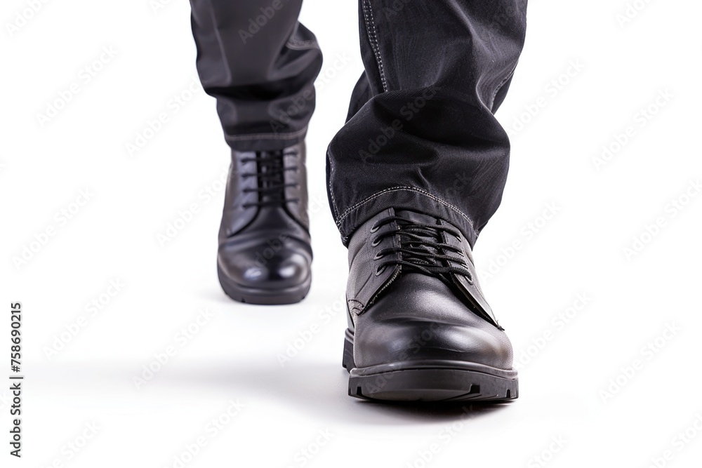 Silent Tiptoeing Thief. Isolated Male Person Walking on Black Background with Hush Gesture and Mother's Shoe Silent Tiptoeing Thief. Isolated Male Person Walking on Black Background with Hush Gesture and Mother's Shoe