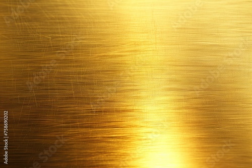 Shiny Gold Plate on Brushed Metal Background - Elegant Brass Plaque or Sheet for Luxury Design Projects