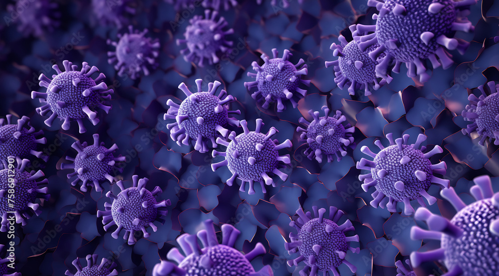 Virus Cells in Cosmic Purple Visualization Virus Cells in Cosmic Purple Visualization
