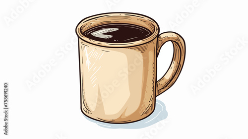 Freehand drawn cartoon coffee mug flat vector 