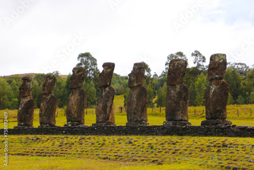 Moai Ahu Akivi-the seven scouts from Easter Island, Chile photo