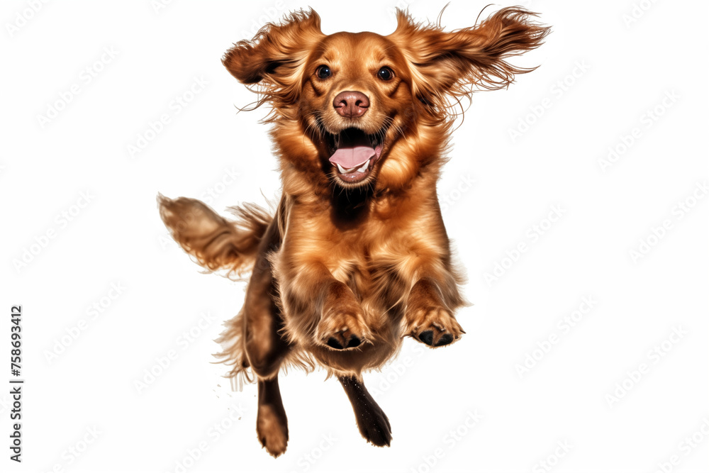 lovely and cute dog running and jumping isolated on white background lovely and cute dog running and jumping isolated on white background