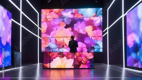 A mesmerizing display of an organic LED (OLED) video wall, showcasing vibrant colors and deep blacks in ultra-high definition.