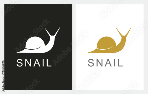 Snail Silhouette Gold logo design vector icon