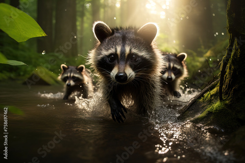 raccoon in the woods.