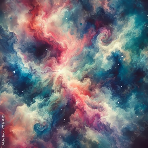  Majestic Celestial Storm - Cosmic Clouds and Star Nebula Abstract Background. Generative AI © Girdhari