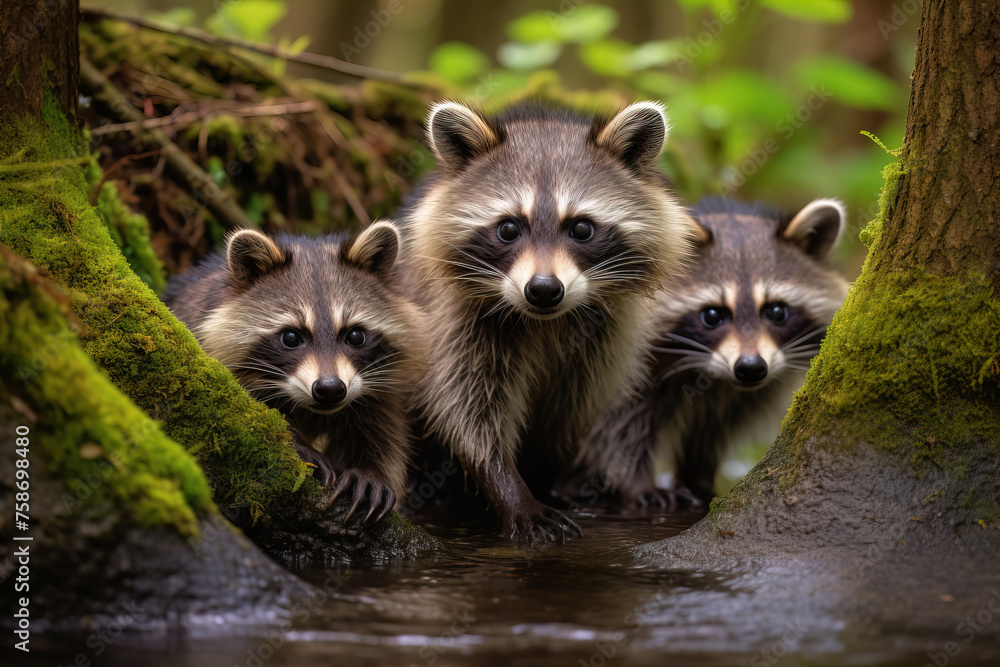 Obraz premium raccoon in the woods.