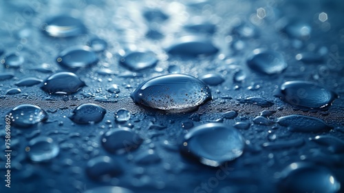Raindrops background  featuring a close-up view of glistening water droplets on a surface.
