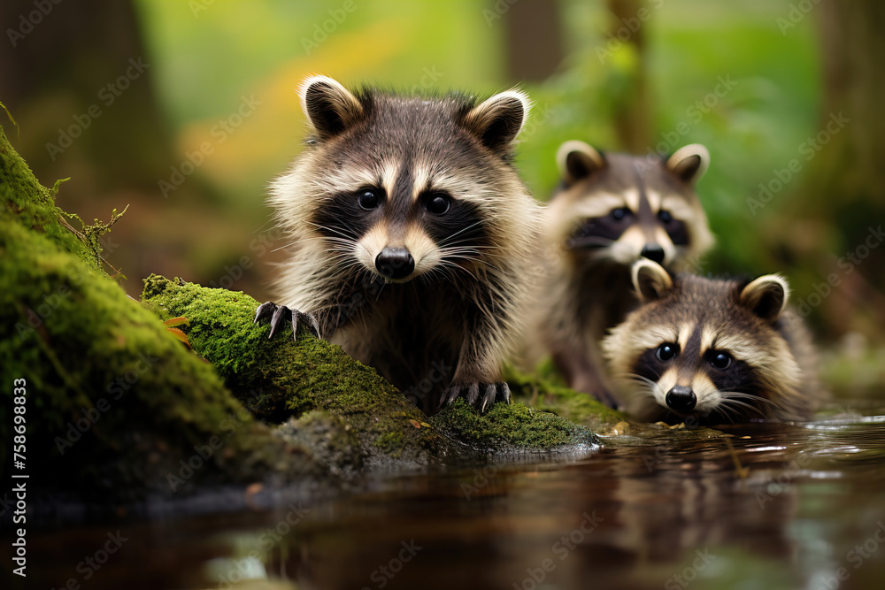 raccoon in the woods.