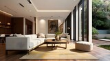Luxury black interior living room with modern minimalist Italian style furniture