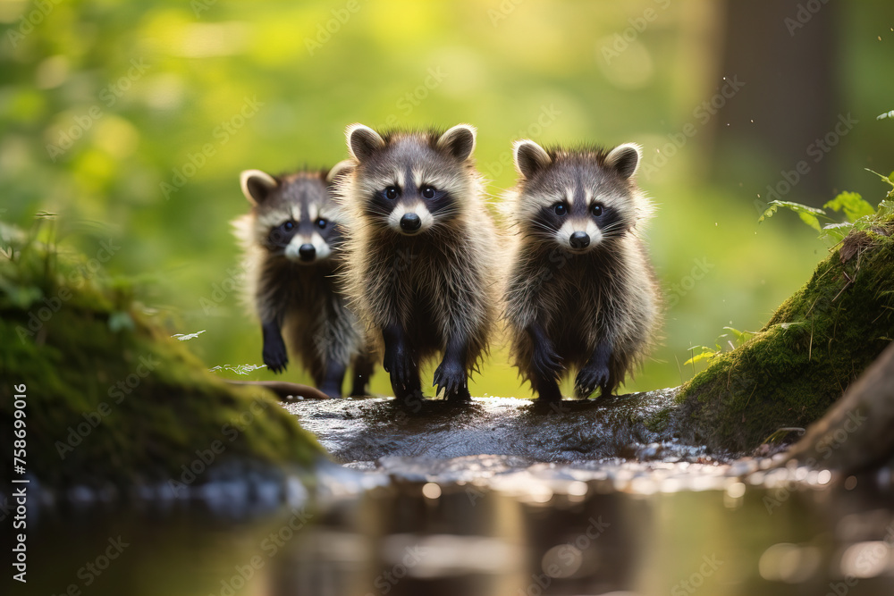 Fototapeta premium raccoon in the woods.