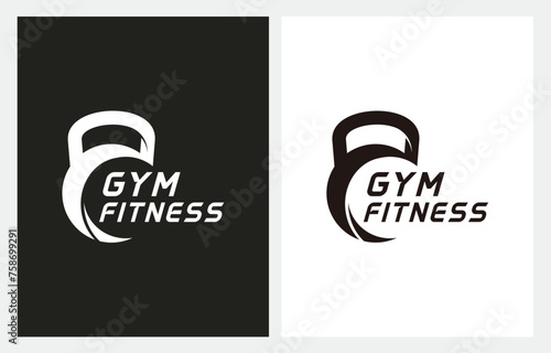 Fitness Gym Barbell Dumbbell Kettlebell Fit logo design inspiration