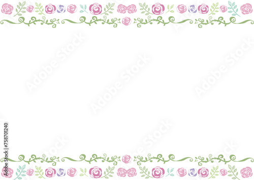 レトロ風　薔薇と蔦フレーム　上下 © kanichi