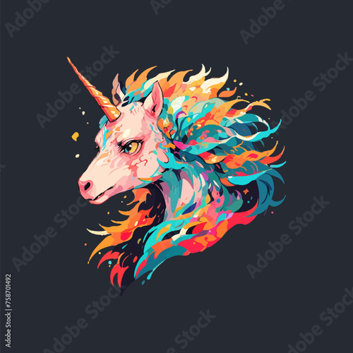 Colorful illustration of a horned horse.