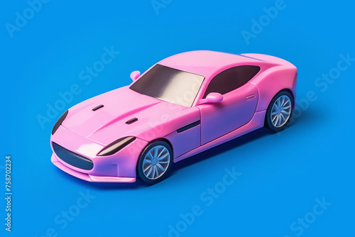 Pink toy car on blue background © Canvas Alchemy