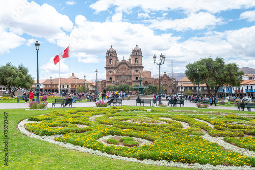 street view of cusco inka town, peru 