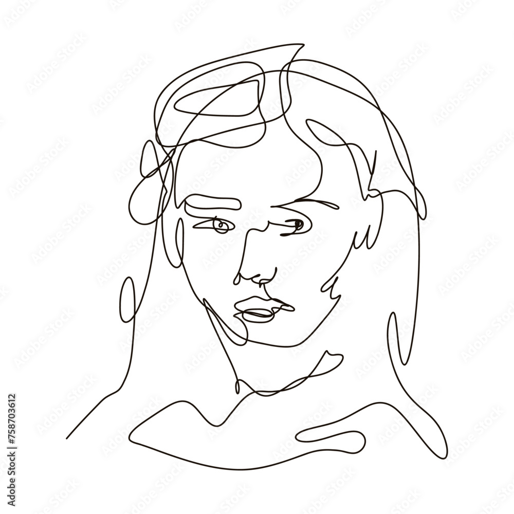 Female line art one continuous abstract face by drawing with shape Female line art one continuous abstract face by drawing with shape
