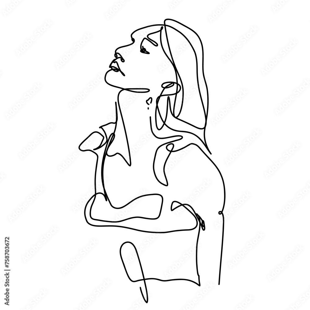 Continuous hand drawing style art. Abstract composition with people portraits. Artistic pattern. Contemporary one line art design Continuous hand drawing style art. Abstract composition with people portraits. Artistic pattern. Contemporary one line art design