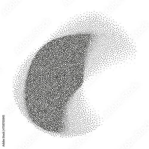 Collage with pattern of circles, dots, and pixels in a gradient effect, bitmap style and subtle grain texture. Flat vector illustration isolated on white background.