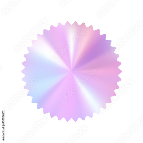 Metallic gradient blending silver, , and pink hues in hologram texture. Flat vector illustration isolated on white background.