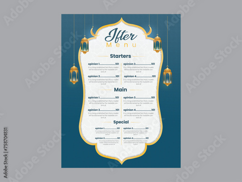  Iftar menu design template for ramadan kareem event  .