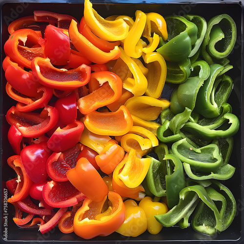 Picture of Red, Yellow, and Green Bell Peppers Generative AI