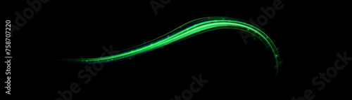 Green shiny sparks of spiral wave. Curved bright speed line swirls. Shiny wavy path. Rotating dynamic neon circle. Magic golden swirl with highlights. Glowing swirl bokeh effect. vector png