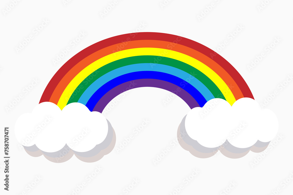rainbow with clouds on white background rainbow with clouds on white background
