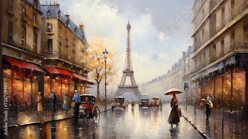 Oil Painting  Street View of Paris   © Natia