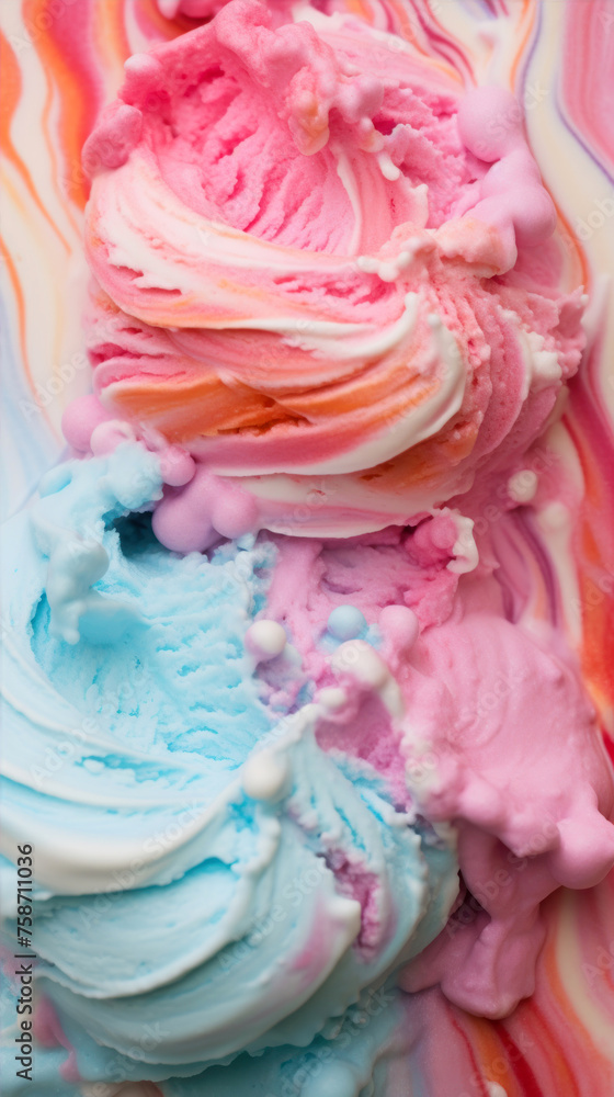 Close up of multicolored ice cream texture as a background. Close up of multicolored ice cream texture as a background.