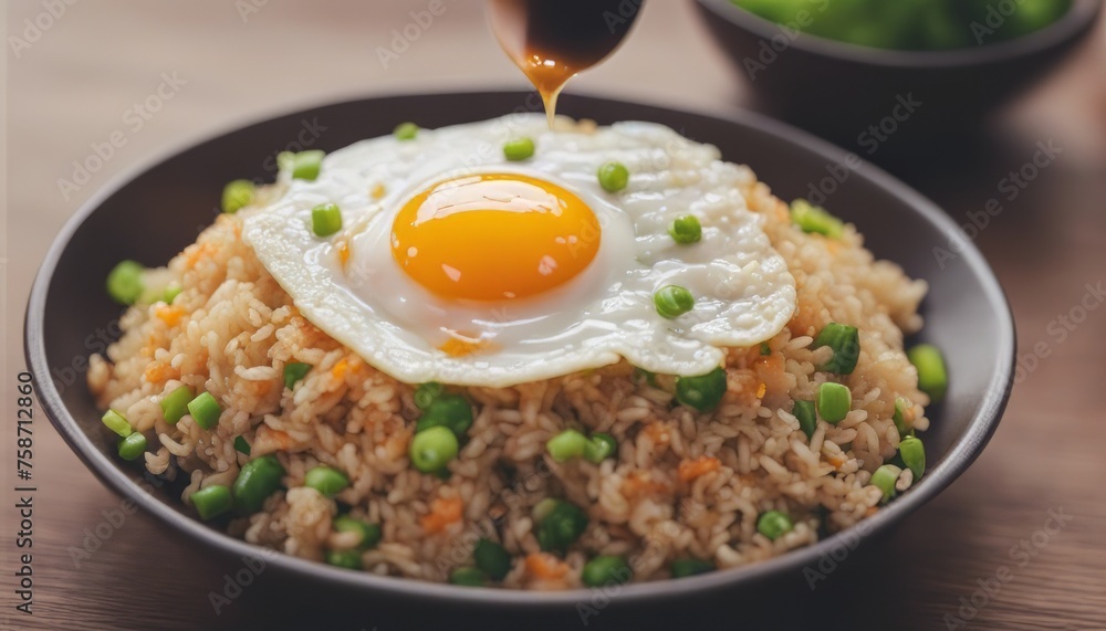 Fried Rice and Fried Egg served with fish sauce Fried Rice and Fried Egg served with fish sauce