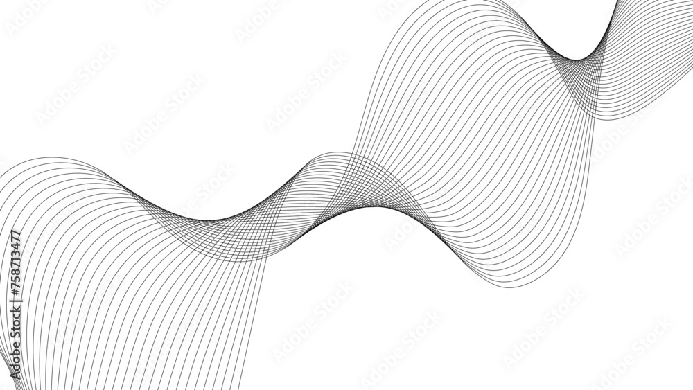 Abstract grey, white smooth element swoosh speed wave modern stream transparent background. Grey wave swirl, frequency sound wave, twisted curve lines with blend effect. Abstract business wave lines.  - obrazy, fototapety, plakaty 