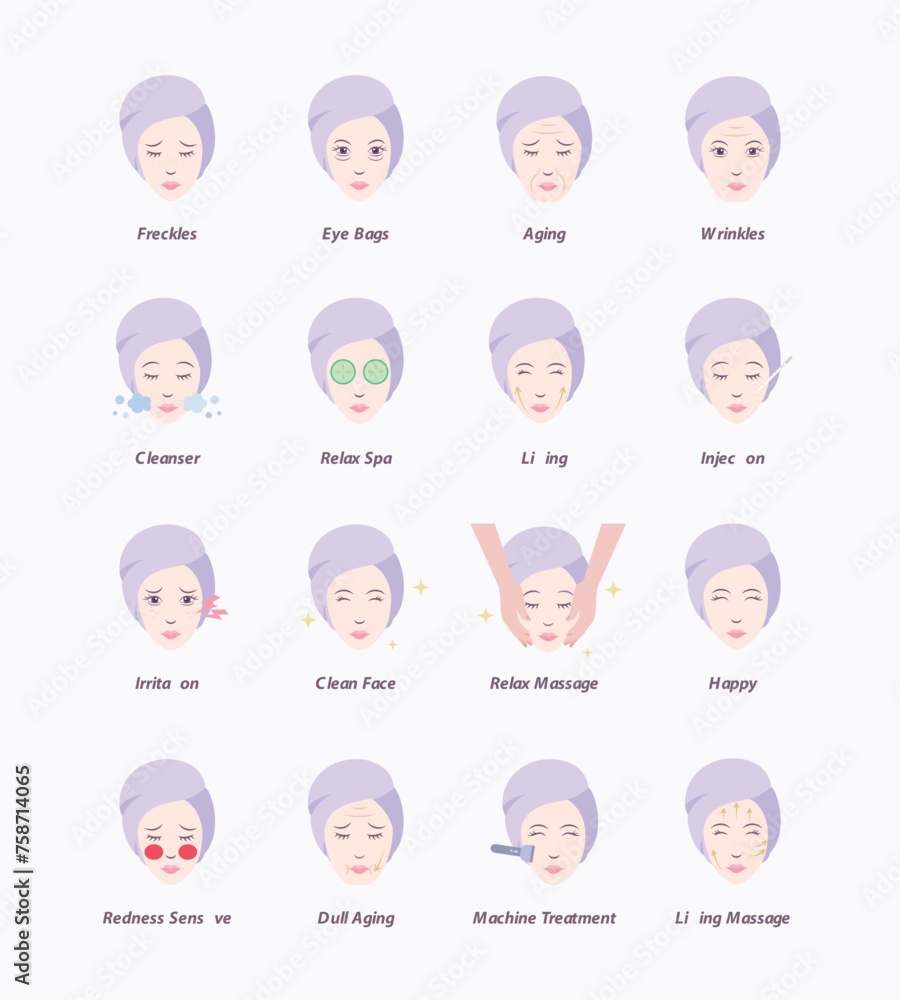 Elegant lady facial skin care face treatment. Aesthetic solution and problem, beautician, beautiful flat vector illustration icon. Editable icon. Elegant lady facial skin care face treatment. Aesthetic solution and problem, beautician, beautiful flat vector illustration icon. Editable icon.