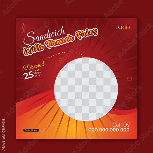 Food social media post and banner post design template