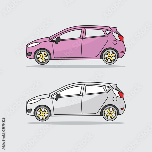 illustration of a pink and white cars vector 