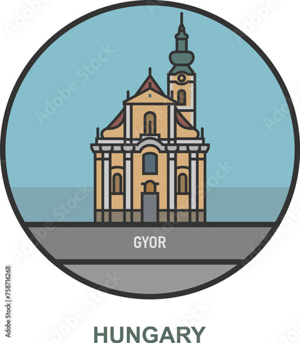 Vászonkép Gyor. Cities and towns in Hungary