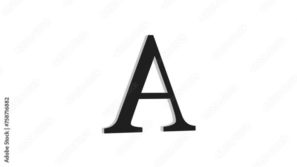 3d A letter logo loopable rotated black color animation white background 3d A letter logo loopable rotated black color animation white background