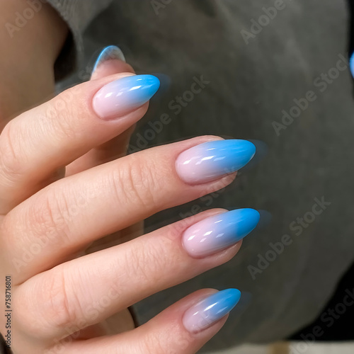 Blue Ombre Gel Nails Polish Manicure