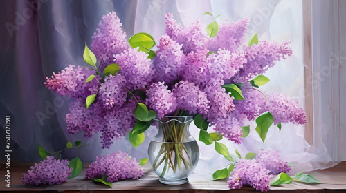 Oil painting on canvas  a bouquet of lilacs  © Natia