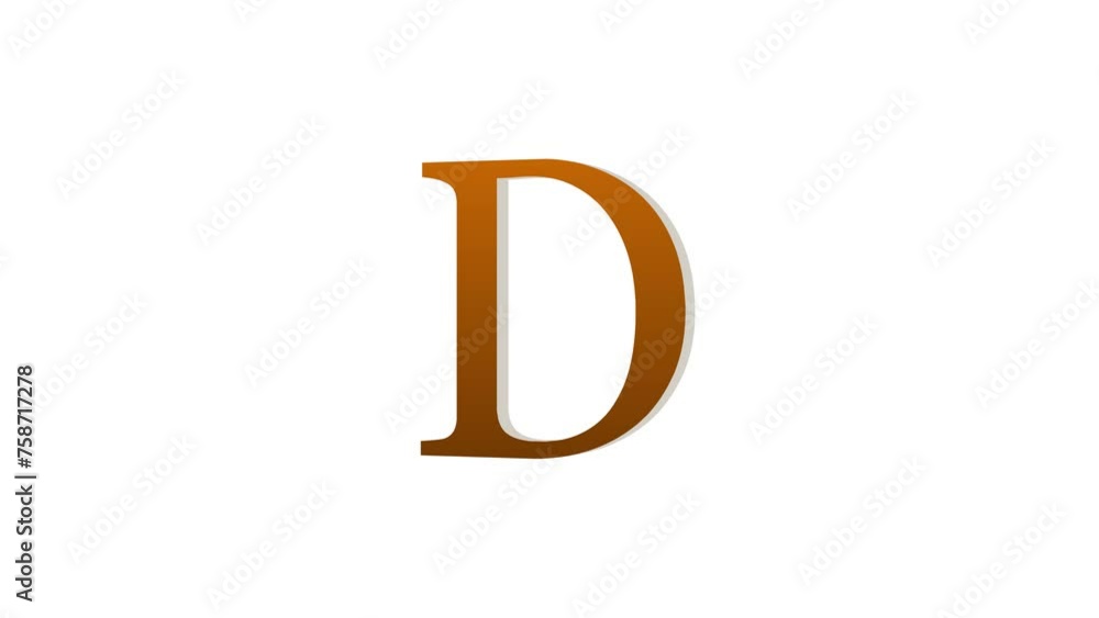 3d D letter logo loopable rotated brown color animation white background 3d D letter logo loopable rotated brown color animation white background