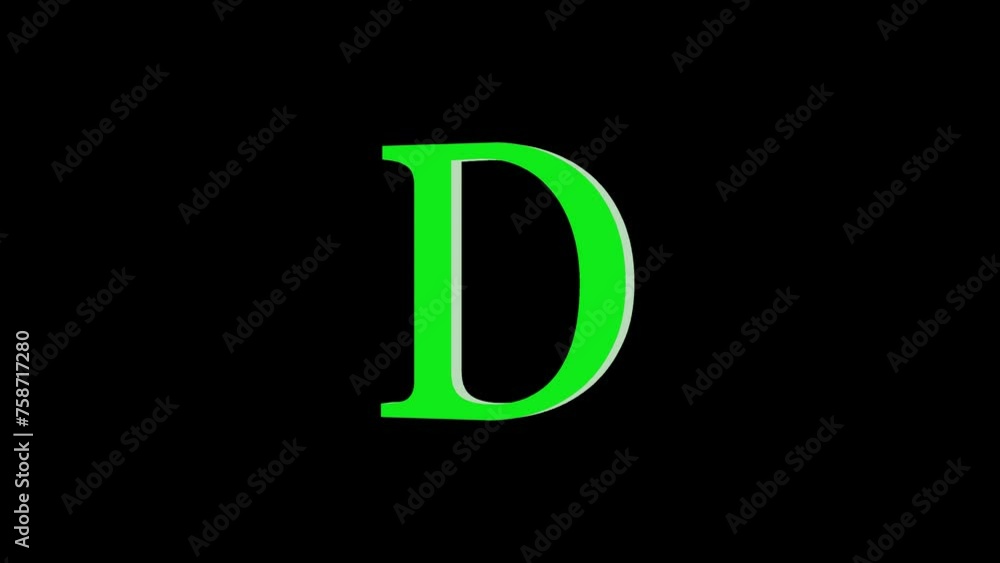 3d D letter logo loopable rotated green color animation black background 3d D letter logo loopable rotated green color animation black background