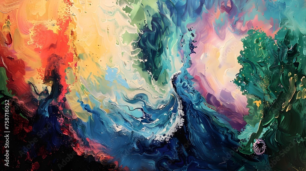 Vivid Abstract Artwork, Fluid Colors Creating Dynamic Movement