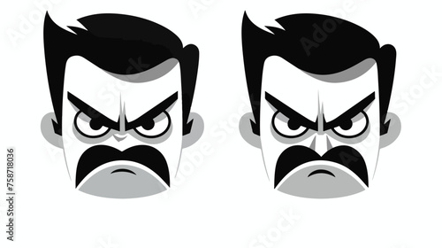black and white angry facial expression cartoon 