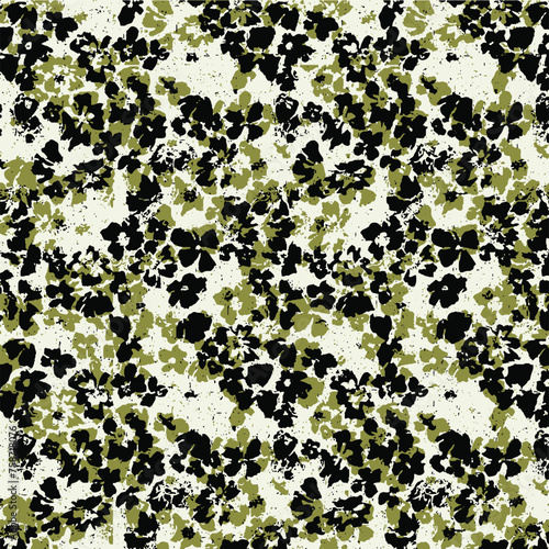 Seamless floral pattern, rustic ditsy print with cute spring botany in liberty arrangement. Pretty botanical design: small hand drawn flowers buds, tiny leaves on white background. Vector illustration