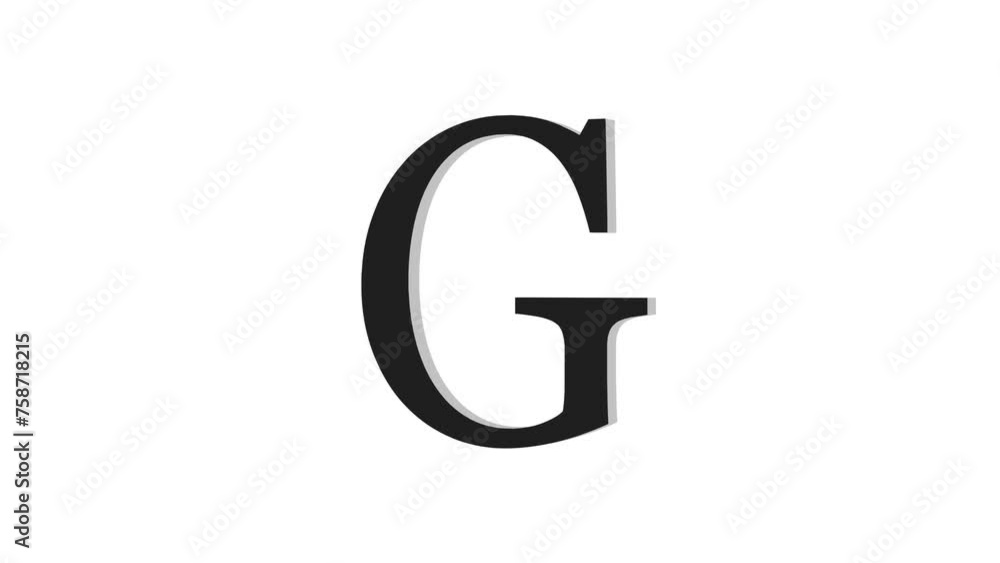 3d G letter logo loopable rotated black color animation white background 3d G letter logo loopable rotated black color animation white background